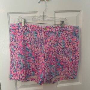 Lilly Pulitzer Pink and Blue Patterned Jayne knit Shorts